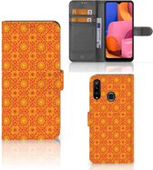 Wallet Book Case Geschikt voor Samsung Galaxy A20s Telefoonhoesje Batik Orange