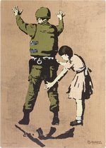 Banksy Graffiti -Soldier Frisk - Wanddecoratie - Premium Kwaliteit - Canvas Print - Canvas Schilderijen - Muur Schilderijen - Canvas - Wanddecoratie - Afmeting 32cm x 45cm 2cm Dik