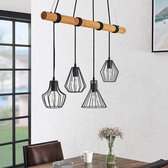 Lindby - hanglamp - 4 lichts - ijzer, hout - E27 - , licht hout