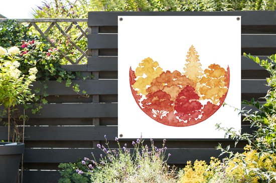 Toile jardin Automne - Arbre - Aquarelle - 100x100 cm