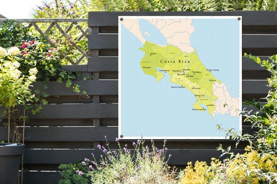Illustration d'une carte avec le Costa Rica en affiche de jardin vert 100x100 cm - Toile de jardin / Toile d'extérieur / Peintures d'extérieur (décoration de jardin)