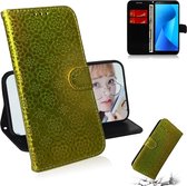 Voor Zenfone Max Plus (M1) ZB570TL Effen kleur Kleurrijke magnetische gesp Horizontale flip PU lederen tas met houder & kaartsleuven & portemonnee & draagkoord (goud)