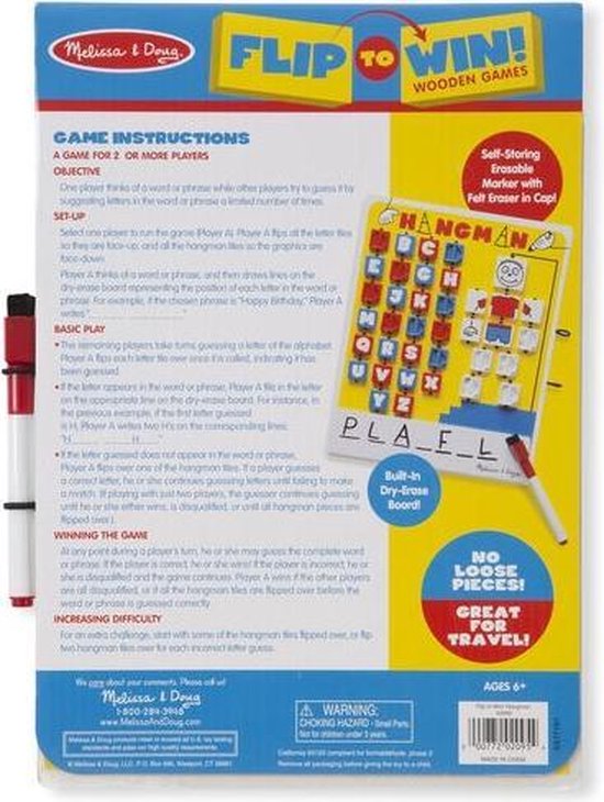 Thumbnail van een extra afbeelding van het spel Melissa & Doug Flip-to-Win Hangman Kinderen Woordbordspel