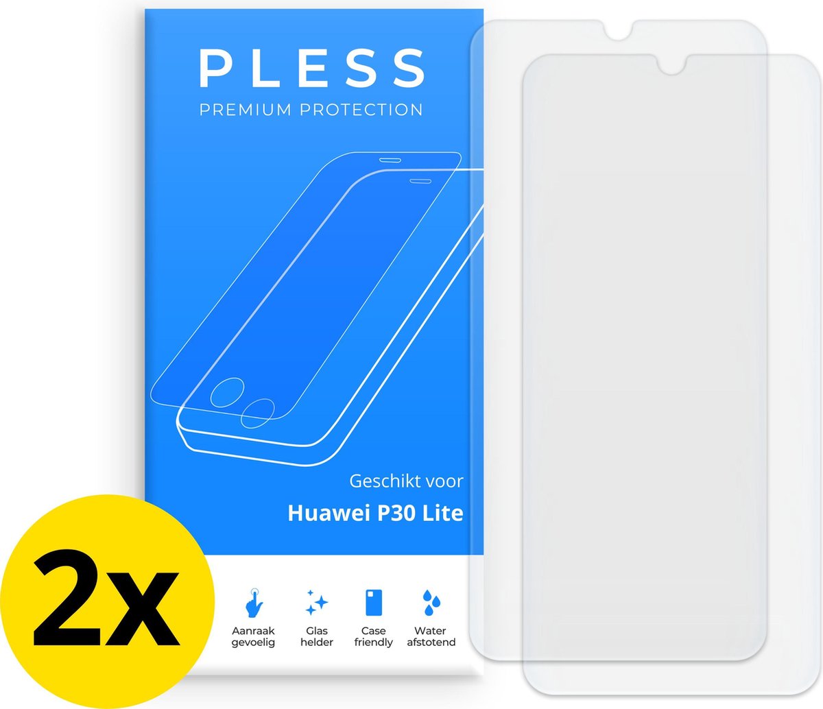 Huawei P30 Lite Screenprotector 2x - Beschermglas Tempered Glass Cover - Pless®