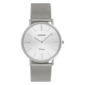 OOZOO Vintage series - Zilveren horloge met zilveren metalen mesh armband - C9906 - Ø36
