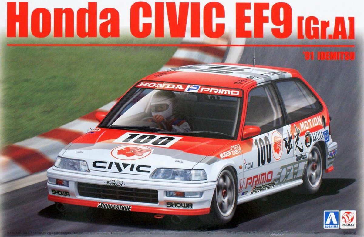 1:24 Beemax 24018 Honda Civic EF9 Group A '91 Idemitsu Plastic Modelbouwpakket