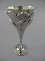 Wijnbeker - Vernikkelde beker Bloemen - Aluminium - 18 cm hoog