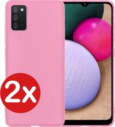 Samsung A02s Hoesje Siliconen Case Cover - Samsung Galaxy A02s Hoesje Siliconen Hoes Siliconen - Roze - 2 PACK