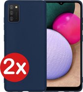 Samsung A02s Hoesje Siliconen Case Cover - Samsung Galaxy A02s Hoesje Siliconen Hoes Siliconen - Donker Blauw - 2 PACK