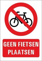 Geen fietsen plaatsen sticker met tekst 297 x 420 mm