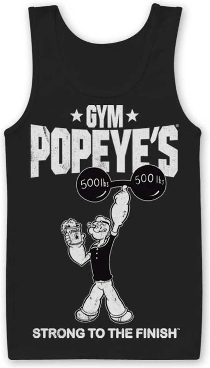 Popeye Tanktop -XL- Popeye's Gym Zwart