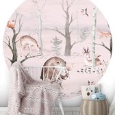 Behangcirkel Watercolor Forest friends - pink 100 cm