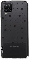 Casetastic Samsung Galaxy A12 (2021) Hoesje - Softcover Hoesje met Design - Pin Points Polka Black Transparent Print