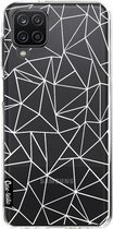 Casetastic Samsung Galaxy A12 (2021) Hoesje - Softcover Hoesje met Design - Abstraction Outline White Transparent Print