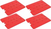 4x stuks koelelement 800 ml 25 x 32 cm rood - Koelblokken/koelelementen voor koeltas/koelbox