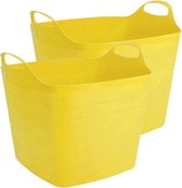 2x stuks flexibele kuip emmer/wasmand vierkant geel 40 liter - Opbergmanden