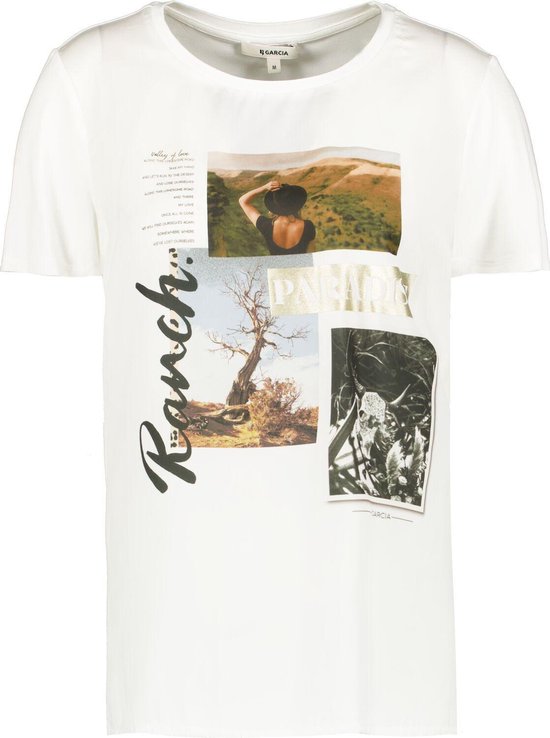 GARCIA Dames T-shirt Wit - Maat XL | bol.com
