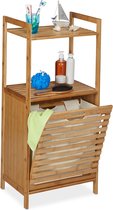 Relaxdays Badkamerkast met wasmand - wasbox - badkamerrek bamboe - 32,5 liter - natuur