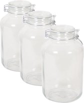 Set van 3x stuks glazen inmaakpotten/weckpotten met klem beugel deksel 4000 ml - Bewaarpotten/voorraadpotten