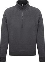 Donkergrijze fleece sweater/trui met rits kraag voor heren/volwassenen - Katoenen/polyester sweaters/truien M (EU 50)