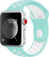 Mobigear Active Siliconen Bandje Geschikt voor Apple Watch Series 7 (41 mm) - Wit / Turquoise