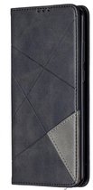 Huawei Y6p Hoesje - Mobigear - Rhombus Slim Serie - Kunstlederen Bookcase - Zwart - Hoesje Geschikt Voor Huawei Y6p