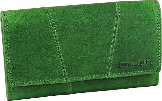 HillBurry Leren Dames Portemonnee - VL777023 - Vintage Leer - RFID - Groen