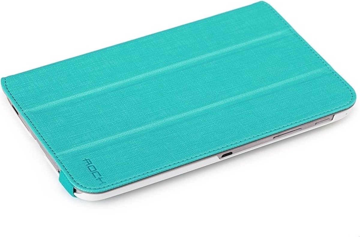 Samsung Galaxy Tab 3 7.0 Hoes - Rock - Flexible Stand Serie - Kunstlederen Bookcase - Turquoise - Hoes Geschikt Voor Samsung Galaxy Tab 3 7.0