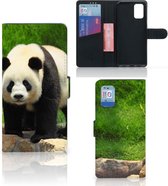 Telefoontas Geschikt voor Samsung Galaxy A02s Flip Cover Geschikt voor Samsung M02s Hoesje Panda