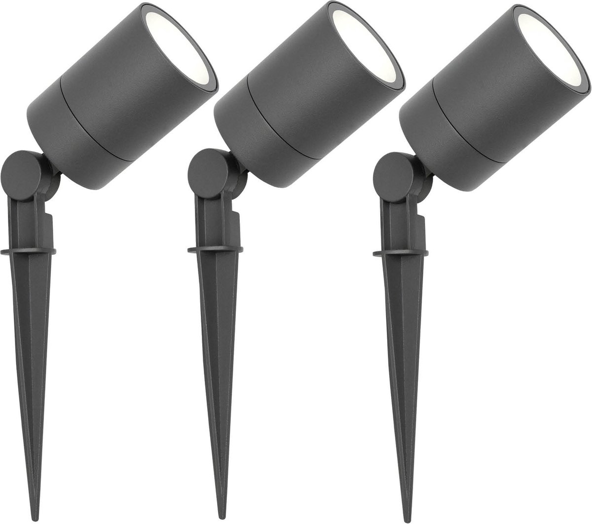 LEDVION set van 3 LED Prikspots Aluminium Antraciet IP65 5W 6500K 1 meter kabel LED spots LED tuinspots voor buiten