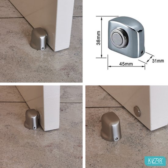 Oval RVS magnetische Deurstopper - Blinde montage met schroeven - Vloerstopper - Deurstopper - Deuropenhouder – windhaak - voor binnendeuren