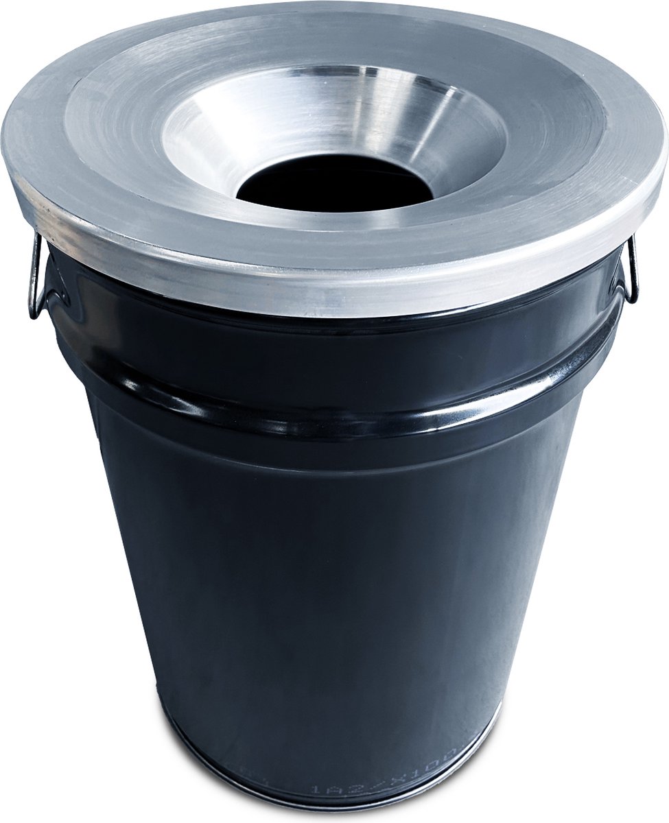 Goedkoopste BinBin Silver Flame 60 liter prullenbak-afvalbak-vuilnisbak met vlamwerend deksel en handvaten