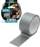 Bison - Grizzly Duct Tape - Super Sterk - Verstevigd materiaal - Zilver Grijs- 10 meter - Waterbestendig / Weerbestendig