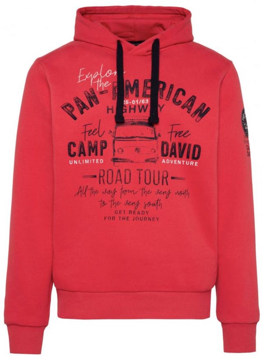 Camp David Hoodie sweatshirt met Opvallende Artworks, rood.