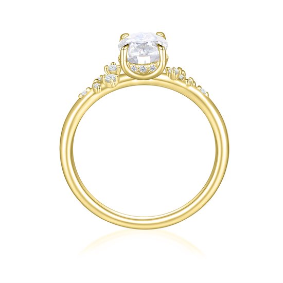 Ethereal Elegance Set - Ensemble de mariée Ovaline et Serenella Moissanite en or jaune 18 carats avec accents marquise - 1,5 carat