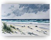 Strand poster - Poster strand - Poster natuur - Zee en oceaan - Aquarel - Woondecoratie - 70 x 50 cm