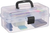 Bol.com Relaxdays opbergbox met 9 vakken - plastic naaidoos - gereedschapskist - assortimentsdoos - zwart aanbieding