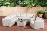 Clp Marbella Hoek Loungeset - 5mm Poly-rotan - kleur van rotan: parel wit kleur hoes : gebroken wit