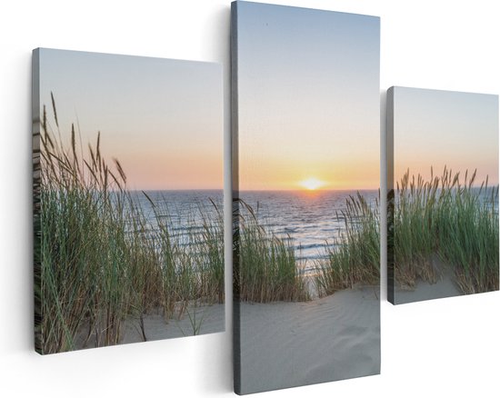 Artaza Canvas Schilderij Zee vanuit Duinen met Zonsondergang - Foto Op Canvas - Canvas Print