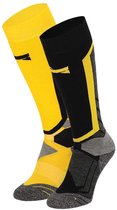 Chaussettes de Snowboard Xtreme - Multi Yellow - Taille 39/42 - 2 paires de chaussettes de Snowboard - Talon, Mollet et Tibia renforcés - Extra Ventilées - Bout sans couture