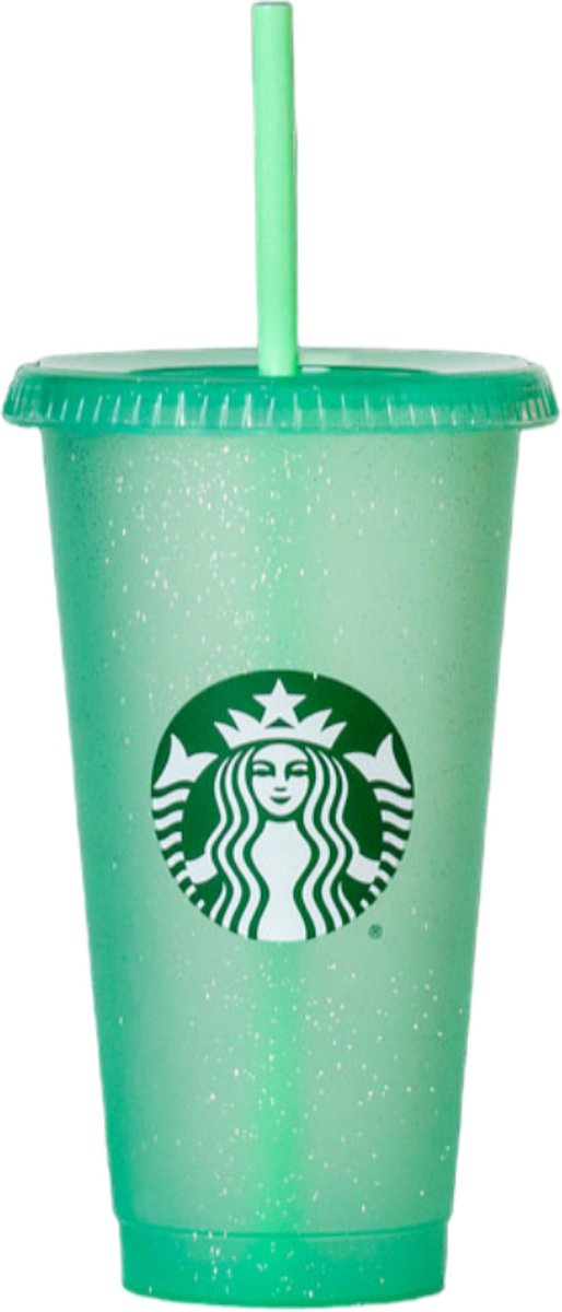 Starbucks Beker - Blue Glitter Cup - Holiday Cup - Met Rietje en Deksel - Glitter Cup - Color Tumbler - Herbruikbaar- ijskoffie beker - Milkshake beker - Limited Edition