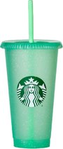 Starbucks Beker - Blue Glitter Cup - Holiday Cup - Met Rietje en Deksel - Glitter Cup - Color Tumbler - Herbruikbaar- ijskoffie beker - Milkshake beker - Limited Edition