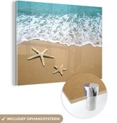 MuchoWow® Tableau sur verre 80x60 cm - Tableau sur verre acrylique - Étoile de mer - Plage - Mer - Photo sur verre - Décoration murale salon - Décoration murale chambre - Peintures