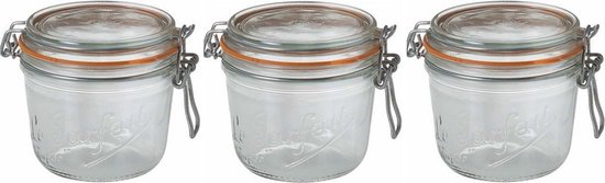Le Parfait Voorraad/weckpot - 12x stuks - glas - transparant - 10,5 x 10 cm - 500 ml