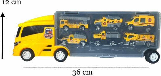 Transporter Vrachtwagen set - werkvoertuigen - 6-delig koffer set - Container Truck - 36.4 cm van Merkloos — afbeelding 5