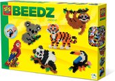 SES Beedz - Strijkkralen met legbord - grondplaat, 2400 strijkkralen en strijkvel - jungle dieren - toekan, panda, tijger, koala, luiaard, papegaai- PVC vrij