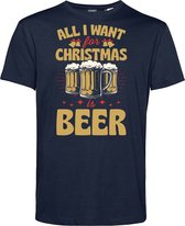 T-shirt All I Want For Christmas Is Beer | Foute Kersttrui Dames Heren | Kerstcadeau | Kerstpakket | Navy | maat 5XL