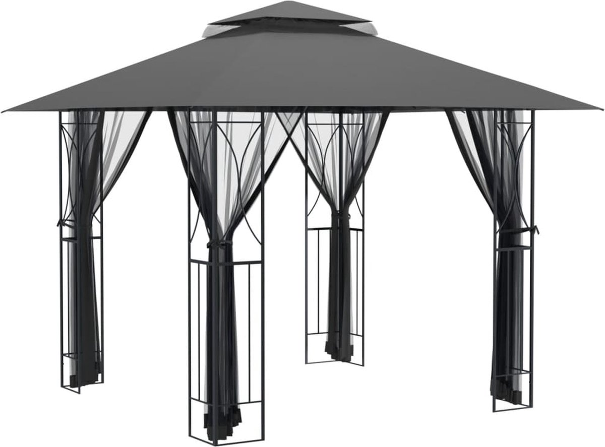 vidaXL-Prieel-met-zijwanden-300x300x270-cm-staal-antracietkleurig