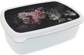 Lunchbox Wit - Lunchbox - Boîte à Pain - Fleurs - Vintage - Pastel - Rose - Wit - 18x12x6 cm - Adultes