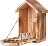 SG- Fun Birdhouse Schnapps Bar Mini Bar – Boîte Twitter amusante en bois comprenant des verres à shot – Menu de bar, Gadgets de Jardin , cadeaux d'alcool pour hommes